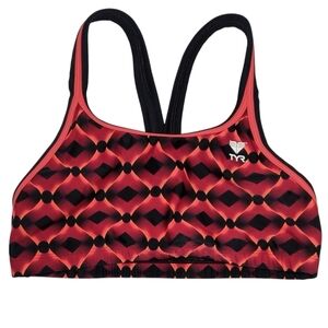 TYR Women's Red and Black Athletic Racerback Swim Top M